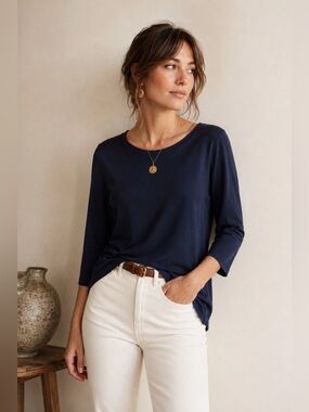 J.Jill 100% Pima cotton scoop neck 3/4 sleeve top